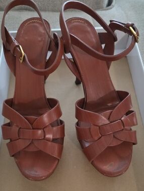 Yves Saint Laurent Brown Tribute Slingback Heels